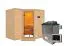 Sauna "Tjara 2" SET mit bronzierter Tür - Farbe: Natur, Ofen externe Steuerung easy 9 kW Edelstahl - 236 x 184 x 209 cm (B x T x H)