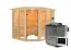 Sauna "Alvara" SET mit bronzierter Tür und Kranz - Farbe: Natur, Ofen BIO 9 kW mit - 245 x 210 x 202 cm (B x T x H)