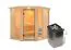Sauna "Tjelvar 1" SET mit Kranz und Ofen 9 kW - 210 x 184 x 202 cm (B x T x H)