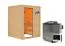 Sauna "Eivind" SET mit bronzierter Tür - Farbe: Natur, Ofen BIO 9 kW - 145 x 145 x 187 cm (B x T x H)