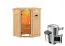 Sauna "Henrik" SET mit bronzierter Tür und Kranz - Farbe: Natur, Ofen externe Steuerung easy 3,6 kW - 173 x 159 x 191 cm (B x T x H)