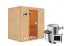 Sauna "Fynn" SET mit bronzierter Tür - Farbe: Natur, Ofen externe Steuerung easy 3,6 kW - 195 x 145 x 187 cm (B x T x H)