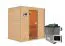 Sauna "Fynn" SET mit bronzierter Tür - Farbe: Natur, Ofen externe Steuerung easy 9 kW - 195 x 145 x 187 cm (B x T x H)