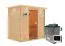Sauna "Fynn" SET mit bronzierter Tür und Kranz - Farbe: Natur, Ofen externe Steuerung easy 9 kW - 223 x 159 x 191 cm (B x T x H)