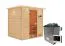 Sauna "Sjur" SET mit bronzierter Tür und Kranz - Farbe: Natur, Ofen externe Steuerung easy 9 kW - 223 x 183 x 191 cm (B x T x H)