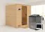 Sauna "Jonna" SET mit graphitfarbener Tür - Farbe: Natur, Ofen BIO 9 kW - 196 x 196 x 200 cm (B x T x H)