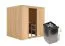 Sauna "Eemil" SET mit graphitfarbener Tür - Farbe: Natur, Ofen 9 kW - 196 x 170 x 198 cm (B x T x H)