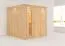 Sauna "Aleksi" mit Energiespartür und Kranz - Farbe: Natur - 210 x 210 x 202 cm (B x T x H)