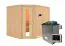 Sauna "Samu" SET mit Energiespartür - Farbe: Natur, Ofen externe Steuerung easy 9 kW - 231 x 196 x 198 cm (B x T x H)