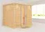 Sauna "Leja" mit Energiespartür und Kranz - Farbe: Natur - 259 x 210 x 205 cm (B x T x H)