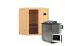 Sauna "Leevi" SET mit graphitfarbene Tür - Farbe: Natur, Ofen BIO 9 kW - 170 x 151 x 198 cm (B x T x H)
