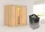 Sauna "Eeli" SET mit Energiespartür - Farbe: Natur, Ofen 9 kW - 196 x 118 x 198 cm (B x T x H)