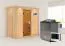 Sauna "Eeli" SET mit bronzierter Tür und Kranz  mit Ofen BIO 9 kW - 210 x 132 x 202 cm (B x T x H)