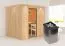 Sauna "Eemil" SET mit Klarglastür, Kranz & Ofen 9 kW - 210 x 184 x 202 cm (B x T x H)