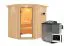 Sauna "Hanko" SET mit Klarglastür, Kranz & Ofen BIO 9 kW - 210 x 184 x 202 cm (B x T x H)