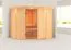 Sauna "Nooa" mit Klarglastür und Kranz - Farbe: Natur - 210 x 210 x 202 cm (B x T x H)