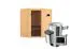 Sauna "Kjell" SET mit graphitfarbener Tür - Farbe: Natur, Ofen externe Steuerung easy 3,6 kW - 170 x 151 x 198 cm (B x T x H)