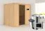 Sauna "Jarle" SET mit graphitfarbener Tür - Farbe: Natur, Ofen externe Steuerung easy 3,6 kW - 196 x 151 x 198 cm (B x T x H)