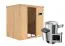 Sauna "Jarle" SET mit graphitfarbener Tür - Farbe: Natur, Ofen externe Steuerung easy 3,6 kW - 196 x 151 x 198 cm (B x T x H)