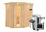 Sauna "Ole"  SET mit Energiespartür und Kranz - Farbe: Natur, Ofen externe Steuerung easy 3,6 kW - 165 x 210 x 202 cm (B x T x H)