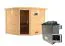 Sauna "Anesa" SET AKTION mit Kranz, graphitfarbener Tür & Ofen externe Steuerung easy 9 KW - 259 x 245 x 202 cm (B x T x H)