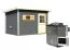 Saunahaus "Linnea 2" SET mit klassischer Tür & Ofen 9 kW, Farbe: Terragrau - 336 x 231 cm (B x T), Grundfläche: 7 m²