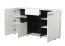 Sideboard / Kommode mit drei Türen Idos 02, Farbe: Weiß / Weiß Hochglanz / Schwarz, eine Schublade, acht Fächer, Maße: 96,5 x 173 x 41,5 cm, für Wohnzimmer