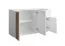 Sideboard / Kommode mit drei Türen Elefsina 02, Farbe: Weiß / Eiche Artisan, eine Schublade, drei Fächer, Maße: 73 x 120 x 35 cm, gut Verarbeitet