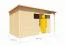Gerätehaus Menden 04 mit Anbaudach, Naturbelassen - 18 mm Elementgartenhaus, Grundfläche: 9,49 m², Pultdach, Doppeltür aus Massivholz