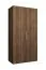Drehtürenschrank mit 1 Meter breite | Farbe: Walnuss | zwei Türen | Soft-Close-Funktion | ein Fach | Griffe: Silber | eine Kleiderstange | Kleiderschrank