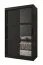 Dunkler Schiebetürenschrank im eleganten Design Elbrus 16, Schwarz Matt, Maße: 200 x 120 x 62 cm, Griffe: Schwarz, 2 Kleiderstangen, 5 Fächer