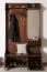 Geräumige Garderobe Kiefer Massivholz 29B, Walnussfarben, 200 x 114 x 37 cm, mit Spiegel und 5 Haken, Ablage, 1 Schublade und viel Stauraum, langlebig