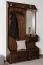 Geräumige Garderobe Kiefer Massivholz 29B, Walnussfarben, 200 x 114 x 37 cm, mit Spiegel und 5 Haken, Ablage, 1 Schublade und viel Stauraum, langlebig