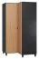 Drehtürenschrank / Eckkleiderschrank Leoncho 40, Farbe: Schwarz / Eiche - Abmessungen: 195 x 102 x 104 cm (H x B x T)