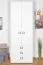 Kleiderschrank | 2 Drehtüren | Keine Schublade | 2 Fächer | mit Kleiderstange | 84 cm breit | Farbe: Weiß Abbildung