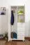 Kleiderschrank | 1 Drehtür | 4 Schubladen | mit Kleiderstange | 80 cm breit | Massivholz Kiefer | Farbe: Weiß Abbildung