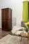 Kleiderschrank | 2 Drehtüren | 4 Fächer | mit Kleiderstange | 80 cm breit | Massivholz | Farbe: Nuss Abbildung