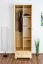 Schmaler Kleiderschrank | 2 Drehtüren | 4 Fächer | 1 Schublade | mit Kleiderstange | 65 cm breit | Massivholz | Farbe: Natur Abbildung