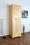 Schmaler Kleiderschrank | 2 Drehtüren | 4 Fächer | 1 Schublade | mit Kleiderstange | 65 cm breit | Massivholz | Farbe: Natur Abbildung