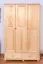 Kleiderschrank | 3 Drehtüren | 2 Schubladen | 4 Fächer | mit Kleiderstange | 123 cm breit | Massivholz | Farbe: Natur Abbildung