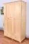 Kleiderschrank | 3 Drehtüren | 2 Schubladen | 4 Fächer | mit Kleiderstange | 123 cm breit | Massivholz | Farbe: Natur Abbildung