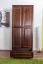 Schmaler Kleiderschrank | 2 Drehtüren | 1 Schublade | 4 Fächer | mit Kleiderstange | 80 cm breit | Massivholz | Farbe: Nuss Abbildung