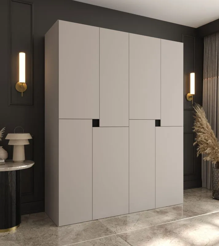 Kleiderschrank | Kaschmir | 8 Drehtüren | 6 Fächer | Soft-Close Funktion | 2 Kleiderstangen | hochwertig Verarbeitet | 160 x 52 x 203 cm | für Schlafzimmer