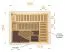 Elementsauna Kawir 68 mm mit 1 Sichtfenster und Dachkranz - Außenmaße (B x T x H): 244 x 194 x 199 cm