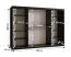 Kleiderschrank | Schwarz Matt | 3-Türig | 10 Fächer | 250 x 62 x 200 cm | dekorativer Spiegel | 2 Kleiderstangen | Schiebetürenschrank | hochwertig Verarbeitet