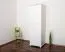 Schmaler Kleiderschrank | 2 Drehtüren | 1 Schublade | 1 Fach | mit Kleiderstange | 65 cm breit | Massivholz | Farbe: Weiß Abbildung