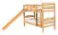 Etagenbett mit Rutsche 90 x 190 cm, Buche Massivholz Natur lackiert, umbaubar in zwei Einzelbetten, "Easy Premium Line" K27/n