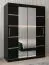 Schiebetürenschrank / Kleiderschrank Jan 03D mit Spiegel, Farbe: Schwarz - Abmessungen: 200 x 150 x 62 cm (H x B x T)