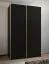 Kleiderschrank / Schiebetürenschrank | 245,5 x 150 x 64 cm | 2 Schiebetüren | 2 Kleiderstangen | 6 Einlegeböden | 6 Fächer | Farbe: Schwarz | Soft-Close