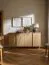 Kommode | 2 Falttüren | Farbe: Eiche | 3 Schubladen | integrierte LED-Beleuchtung | 163 x 46 x 83 cm | Soft-Close Funktion | 6 Fächer | für Wohn- und Esszimmer